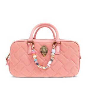 Kurt Geiger London $255 Small Kensington Quilted Duffle Pink Suede Combo NWT!